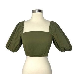 Jason Wu Green Puff Sleeve Crop Top